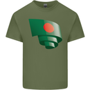 Curled Bangladesh Flag Bangladeshi Day Football Mens Cotton T-Shirt Tee Top Military Green
