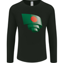 Curled Bangladesh Flag Bangladeshi Day Football Mens Long Sleeve T-Shirt Black