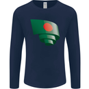 Curled Bangladesh Flag Bangladeshi Day Football Mens Long Sleeve T-Shirt Navy Blue