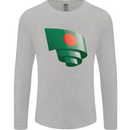 Curled Bangladesh Flag Bangladeshi Day Football Mens Long Sleeve T-Shirt Sports Grey