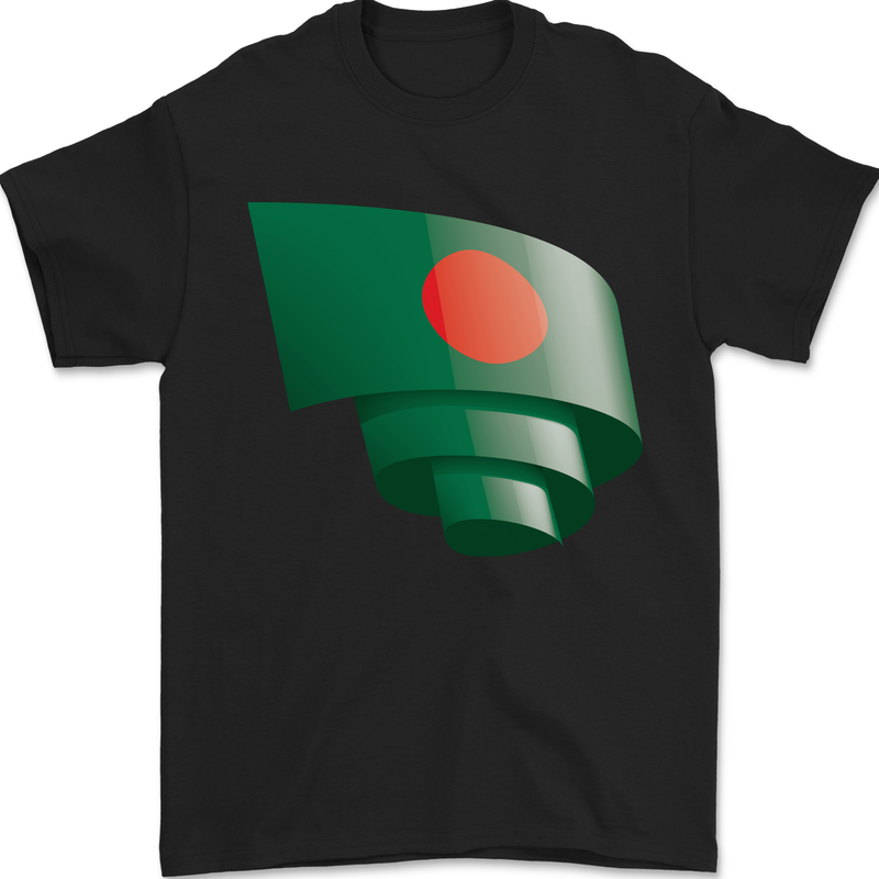 Curled Bangladesh Flag Bangladeshi Day Football Mens T-Shirt 100% Cotton Black