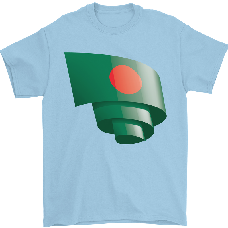 Curled Bangladesh Flag Bangladeshi Day Football Mens T-Shirt 100% Cotton Light Blue