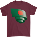 Curled Bangladesh Flag Bangladeshi Day Football Mens T-Shirt 100% Cotton Maroon