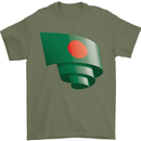 Curled Bangladesh Flag Bangladeshi Day Football Mens T-Shirt 100% Cotton Military Green
