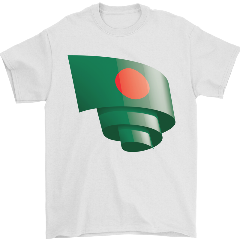 Curled Bangladesh Flag Bangladeshi Day Football Mens T-Shirt 100% Cotton White