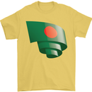 Curled Bangladesh Flag Bangladeshi Day Football Mens T-Shirt 100% Cotton Yellow