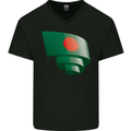 Curled Bangladesh Flag Bangladeshi Day Football Mens V-Neck Cotton T-Shirt Black