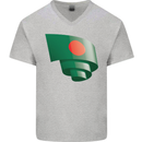 Curled Bangladesh Flag Bangladeshi Day Football Mens V-Neck Cotton T-Shirt Sports Grey