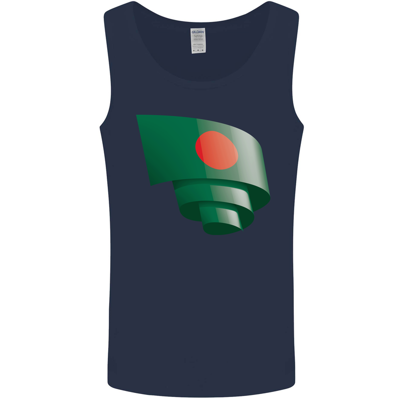 Curled Bangladesh Flag Bangladeshi Day Football Mens Vest Tank Top Navy Blue