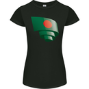 Curled Bangladesh Flag Bangladeshi Day Football Womens Petite Cut T-Shirt Black