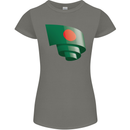Curled Bangladesh Flag Bangladeshi Day Football Womens Petite Cut T-Shirt Charcoal