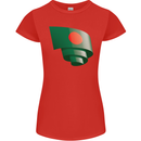Curled Bangladesh Flag Bangladeshi Day Football Womens Petite Cut T-Shirt Red