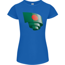 Curled Bangladesh Flag Bangladeshi Day Football Womens Petite Cut T-Shirt Royal Blue