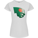 Curled Bangladesh Flag Bangladeshi Day Football Womens Petite Cut T-Shirt White