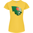 Curled Bangladesh Flag Bangladeshi Day Football Womens Petite Cut T-Shirt Yellow