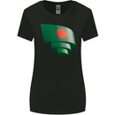 Curled Bangladesh Flag Bangladeshi Day Football Womens Wider Cut T-Shirt Black