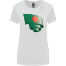 Curled Bangladesh Flag Bangladeshi Day Football Womens Wider Cut T-Shirt White
