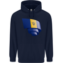 Curled Barbados Flag Barbadians Day Football Childrens Kids Hoodie Navy Blue