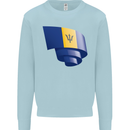 Curled Barbados Flag Barbadians Day Football Kids Sweatshirt Jumper Light Blue
