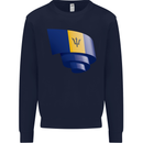 Curled Barbados Flag Barbadians Day Football Kids Sweatshirt Jumper Navy Blue