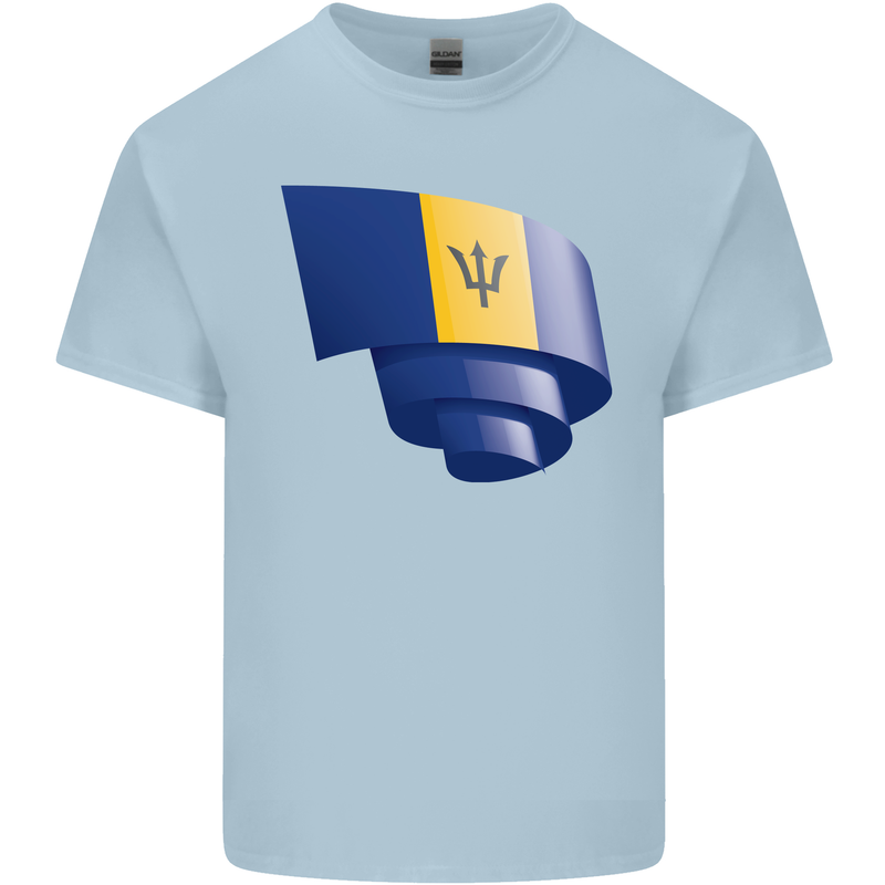 Curled Barbados Flag Barbadians Day Football Kids T-Shirt Childrens Light Blue