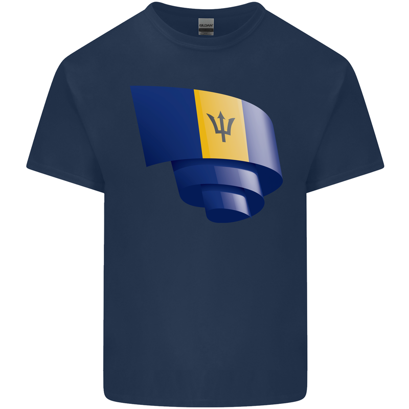 Curled Barbados Flag Barbadians Day Football Kids T-Shirt Childrens Navy Blue