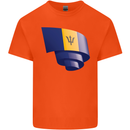 Curled Barbados Flag Barbadians Day Football Kids T-Shirt Childrens Orange