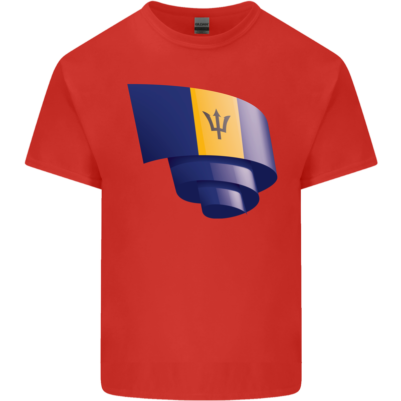 Curled Barbados Flag Barbadians Day Football Kids T-Shirt Childrens Red