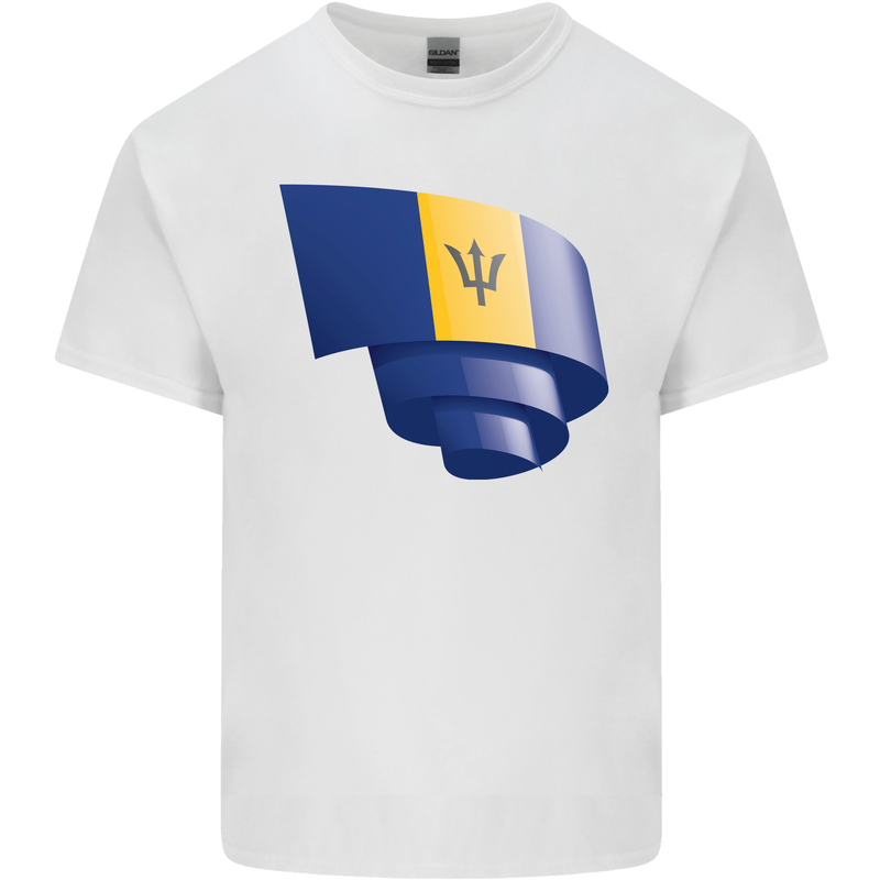 Curled Barbados Flag Barbadians Day Football Kids T-Shirt Childrens White