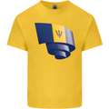 Curled Barbados Flag Barbadians Day Football Kids T-Shirt Childrens Yellow