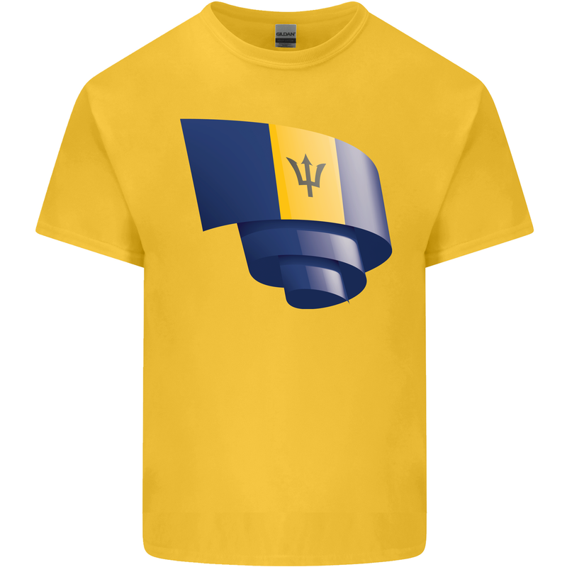 Curled Barbados Flag Barbadians Day Football Kids T-Shirt Childrens Yellow