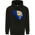 Curled Barbados Flag Barbadians Day Football Mens 80% Cotton Hoodie Black