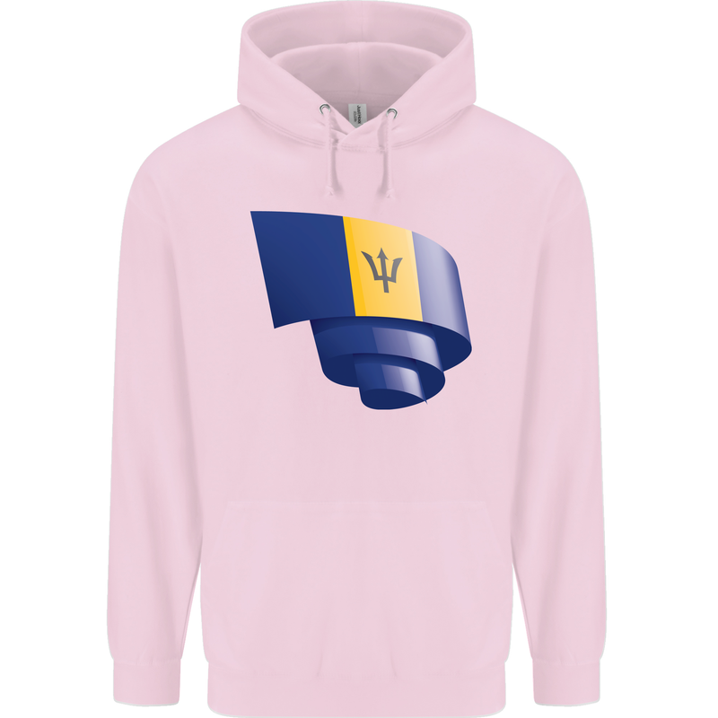 Curled Barbados Flag Barbadians Day Football Mens 80% Cotton Hoodie Light Pink