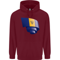 Curled Barbados Flag Barbadians Day Football Mens 80% Cotton Hoodie Maroon