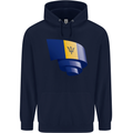 Curled Barbados Flag Barbadians Day Football Mens 80% Cotton Hoodie Navy Blue