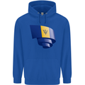 Curled Barbados Flag Barbadians Day Football Mens 80% Cotton Hoodie Royal Blue