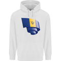 Curled Barbados Flag Barbadians Day Football Mens 80% Cotton Hoodie White