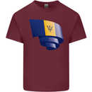 Curled Barbados Flag Barbadians Day Football Mens Cotton T-Shirt Tee Top Maroon