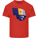 Curled Barbados Flag Barbadians Day Football Mens Cotton T-Shirt Tee Top Red