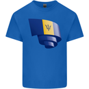 Curled Barbados Flag Barbadians Day Football Mens Cotton T-Shirt Tee Top Royal Blue