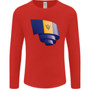 Curled Barbados Flag Barbadians Day Football Mens Long Sleeve T-Shirt Red