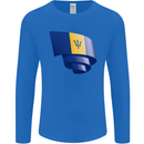 Curled Barbados Flag Barbadians Day Football Mens Long Sleeve T-Shirt Royal Blue