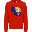 Curled Barbados Flag Barbadians Day Football Mens Sweatshirt Jumper Bright Red