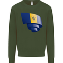 Curled Barbados Flag Barbadians Day Football Mens Sweatshirt Jumper Forest Green