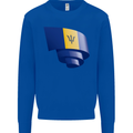 Curled Barbados Flag Barbadians Day Football Mens Sweatshirt Jumper Royal Blue