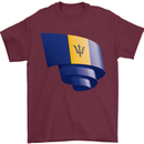 Curled Barbados Flag Barbadians Day Football Mens T-Shirt 100% Cotton Maroon