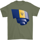 Curled Barbados Flag Barbadians Day Football Mens T-Shirt 100% Cotton Military Green