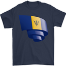 Curled Barbados Flag Barbadians Day Football Mens T-Shirt 100% Cotton Navy Blue