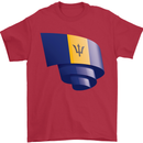 Curled Barbados Flag Barbadians Day Football Mens T-Shirt 100% Cotton Red