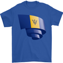 Curled Barbados Flag Barbadians Day Football Mens T-Shirt 100% Cotton Royal Blue